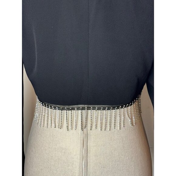 House Of Harlow 1960 Blazer‎ Women Small Black Cropped Rhinestone Fringe Coat - Picture 9 of 12